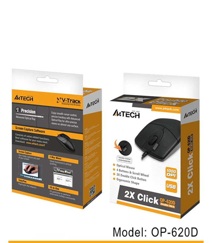 A4 Tech OP620-D USB Optik Kablolu Mouse - Siyah A4 Tech OP620-D USB Optik Kablolu Mouse - Siyah