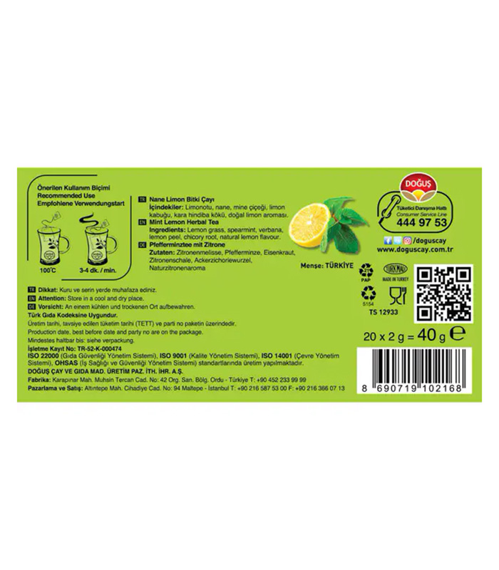 Doğuş Nane-Limon Çayı 20'li Paket 2 Doğuş Nane-Limon Çayı 20'li Paket 2