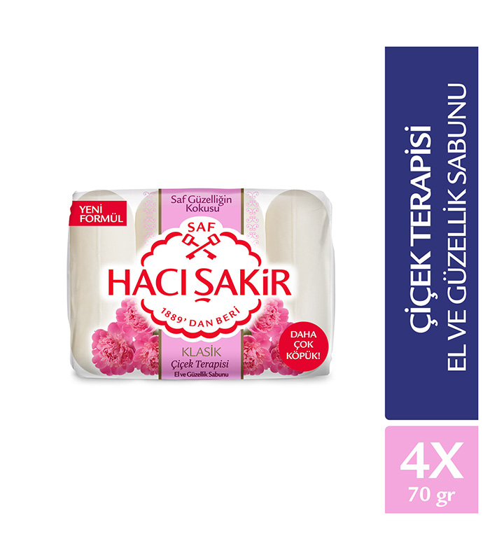 Hacı Şakir Klasik Çiçek Terapisi Güzellik Sabunu 4X70 G Hacı Şakir Klasik Çiçek Terapisi Güzellik Sabunu 4X70 G